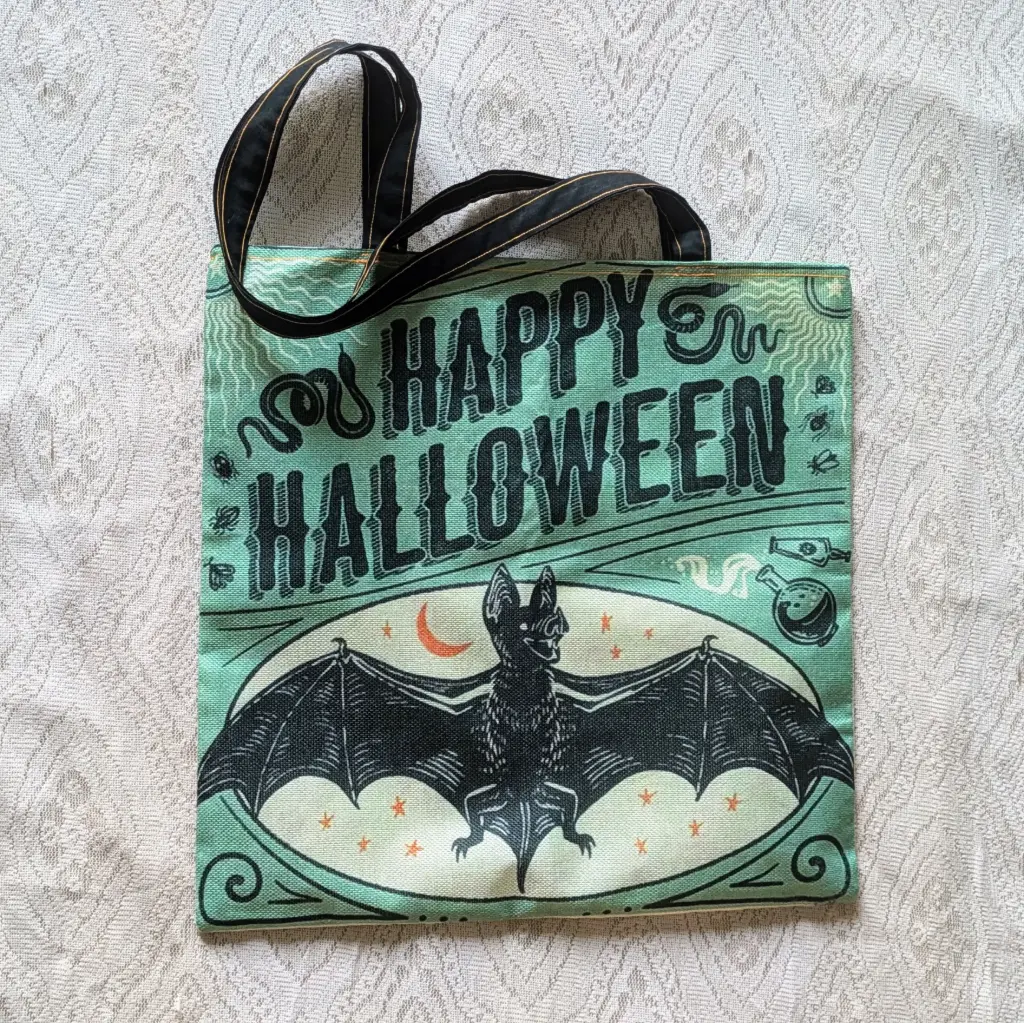 Happy Halloween Bat Teal Tote