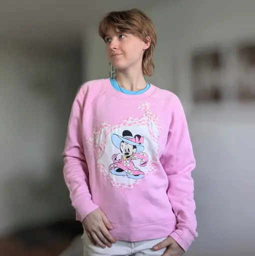 Pink Mouse Upcycled Crewneck