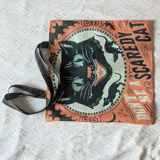 Don't Be A Scaredy Cat Halloween Black Cat Tote