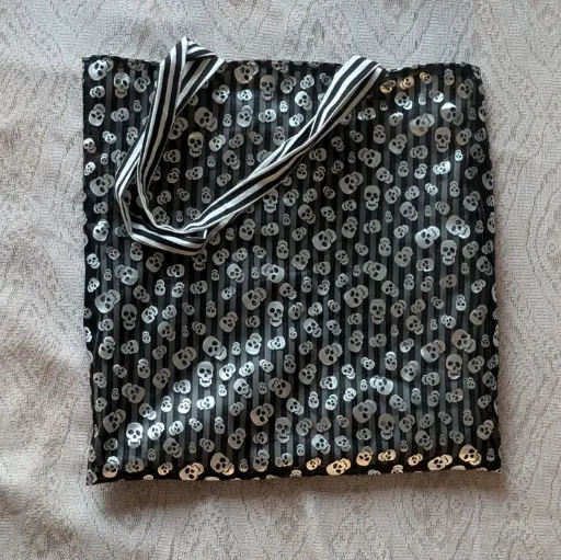 Striped Skeleton Skull Halloween Tote